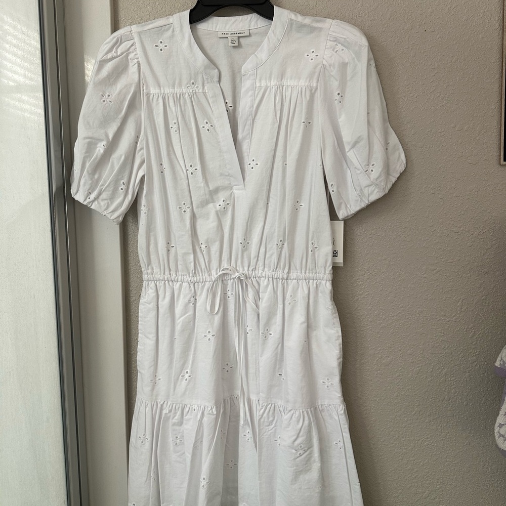 Chic White Eyelet Midi Dress